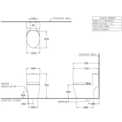 Bàn Cầu 1 khối COTTO C110507(CN1) Nắp Rửa Cơ