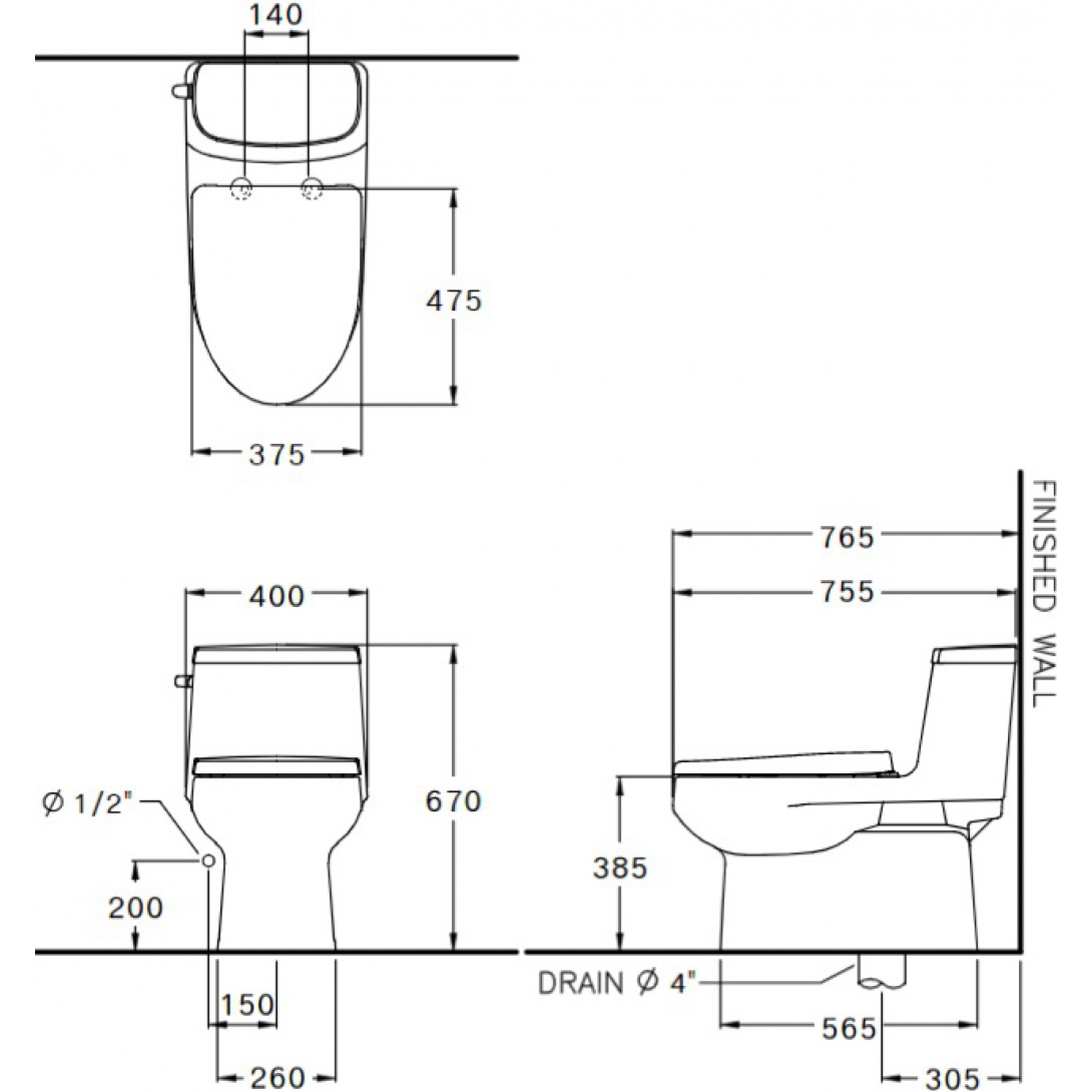 Bàn Cầu 1 khối COTTO C1142 Priz ll Nắp Êm