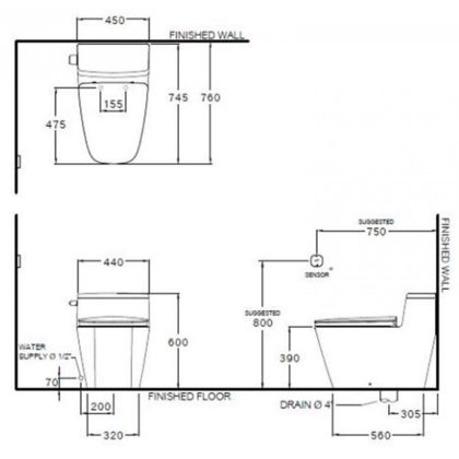 Bàn Cầu COTTO C101987 HERCULES CURVE 1 Khối Xả Chạm/Gạt 4.8L