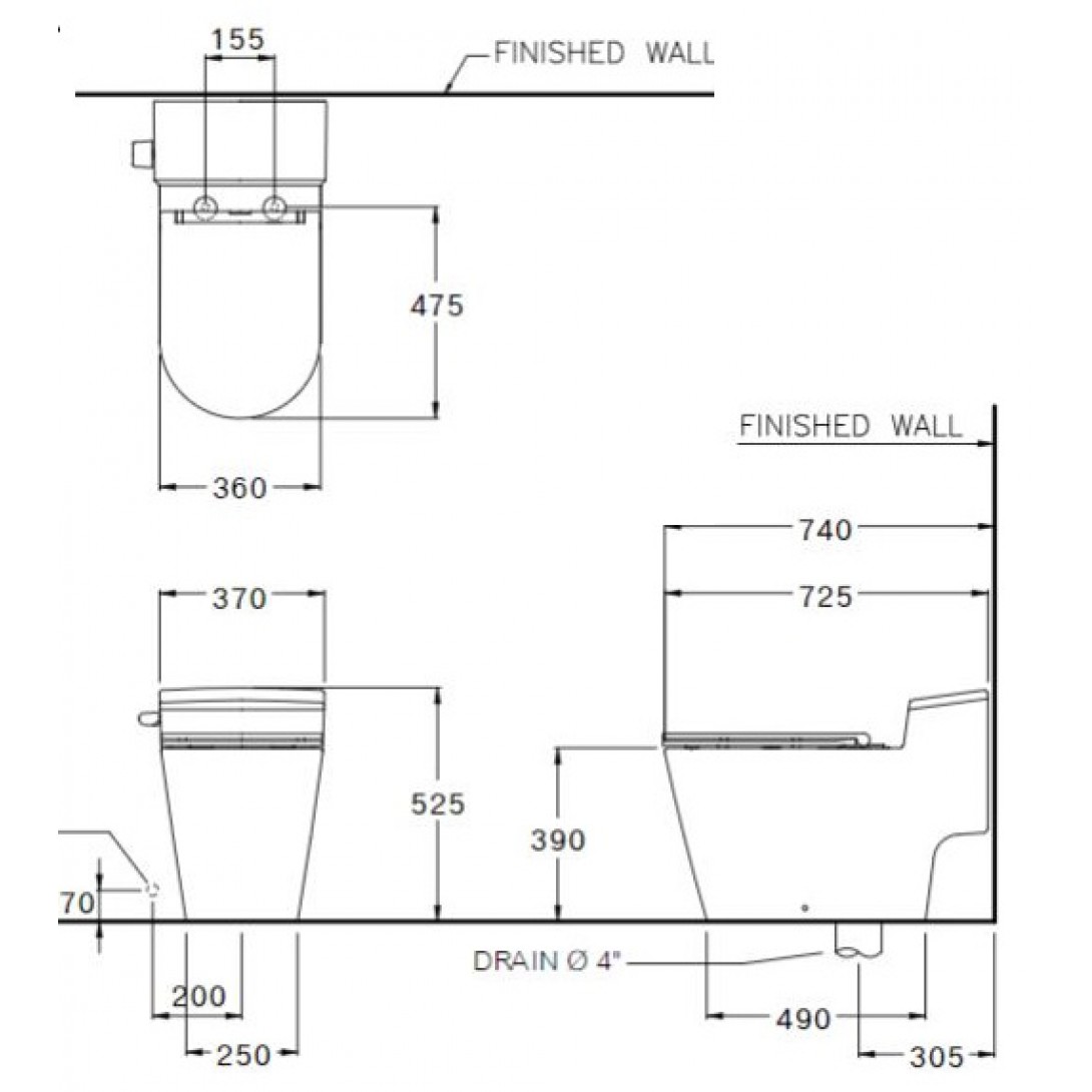 Bàn Cầu COTTO C103347 Simply Connect Xả Gạt