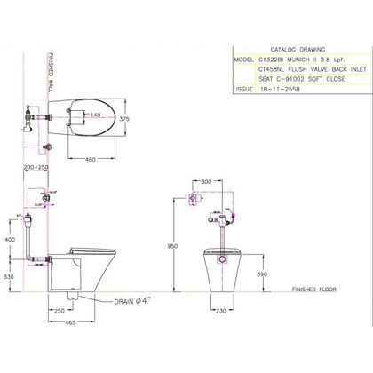 Bàn Cầu COTTO C1322BI Dùng Van Xả Trực Tiếp