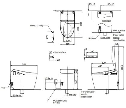 Bàn Cầu TOTO CW166RB/TCF34320GAA/T53P100VR Nắp Điện Tử Chữ D S5 ảnh 2