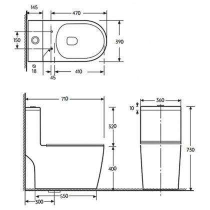 Bồn Cầu Cotto C1000023OS WH (Vill) Một Khối Xả Nhấn