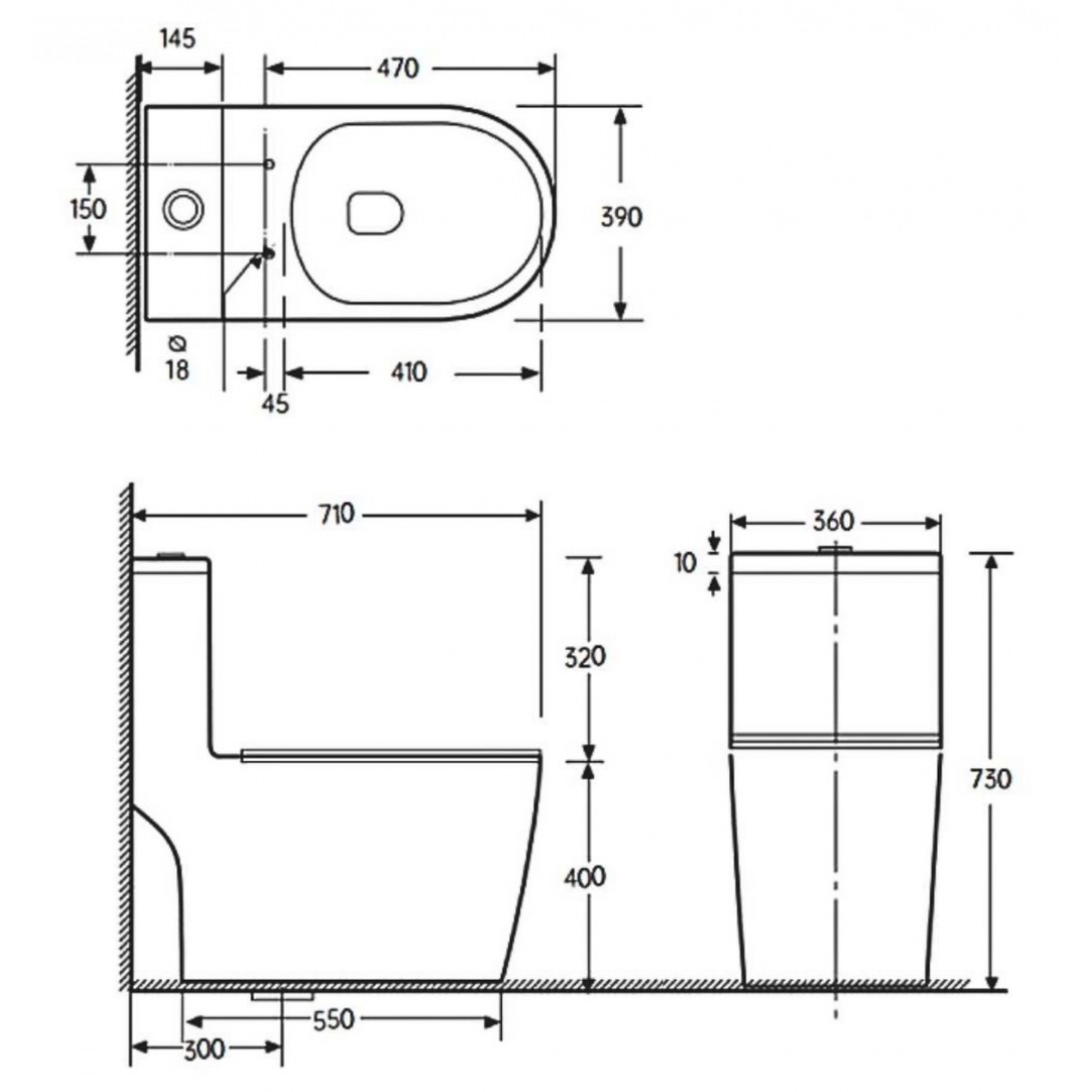 Bồn Cầu Cotto C1000023OS WH (Vill) Một Khối Xả Nhấn