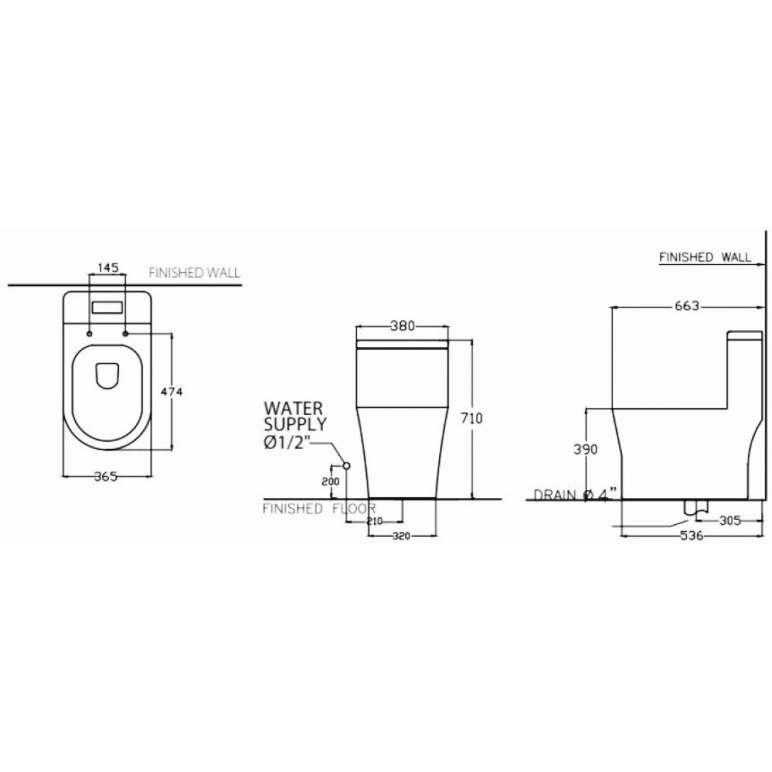 Bồn Cầu Cotto C100018HOS 1 Khối Xả Nhấn