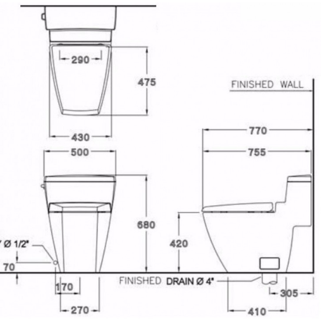 Bồn Cầu COTTO C10187 Một Khối Hercules Xả Gạt