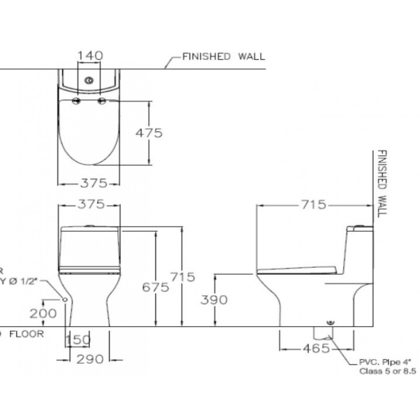 Bồn Cầu COTTO C1053 1 Khối Nắp C91252 Micc Xả Nhấn