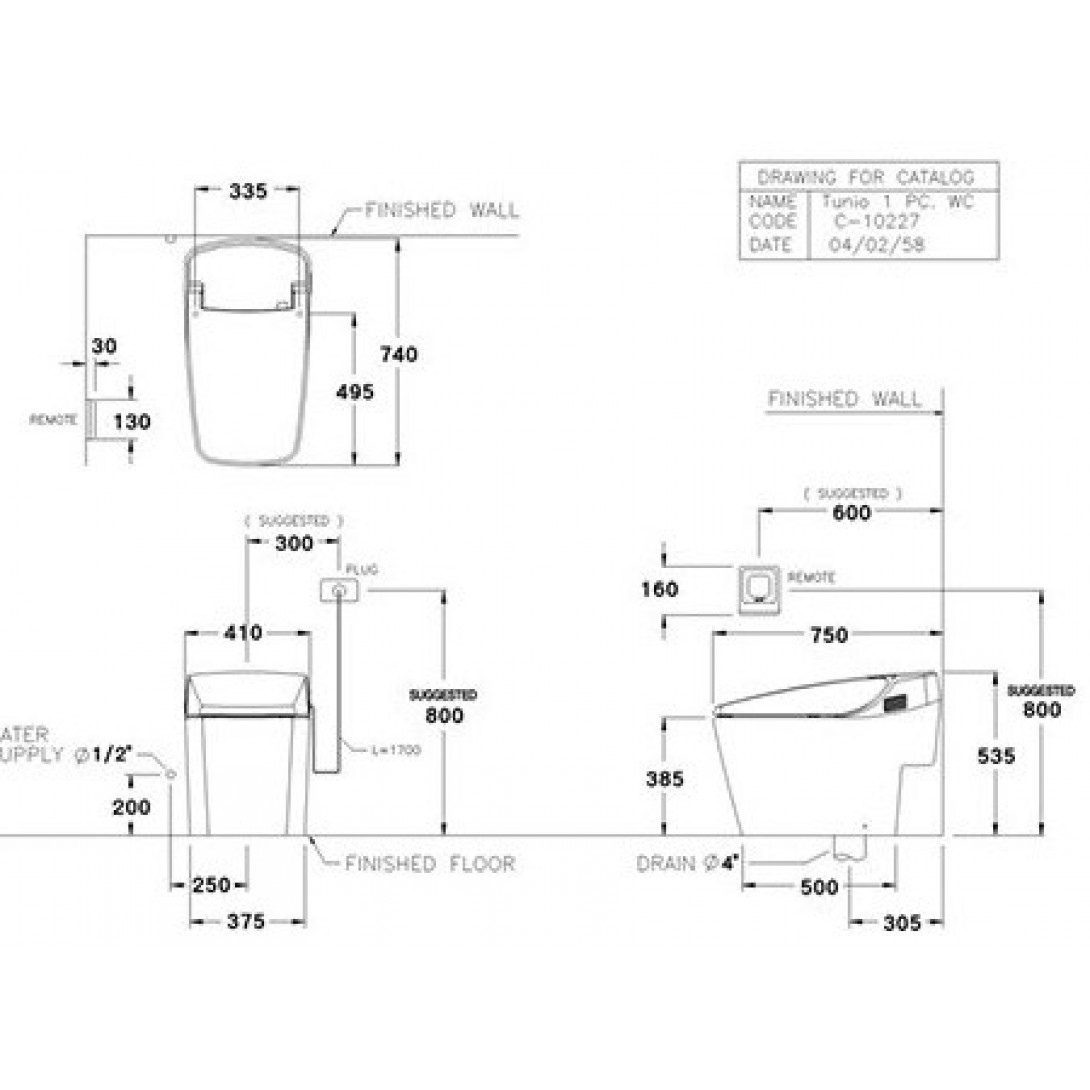 Bồn Cầu Cotto C105327 Một Khối Xả Chạm MICC