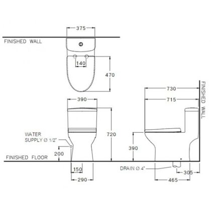 Bồn Cầu Cotto C105337 Một Khối Xả Nhấn