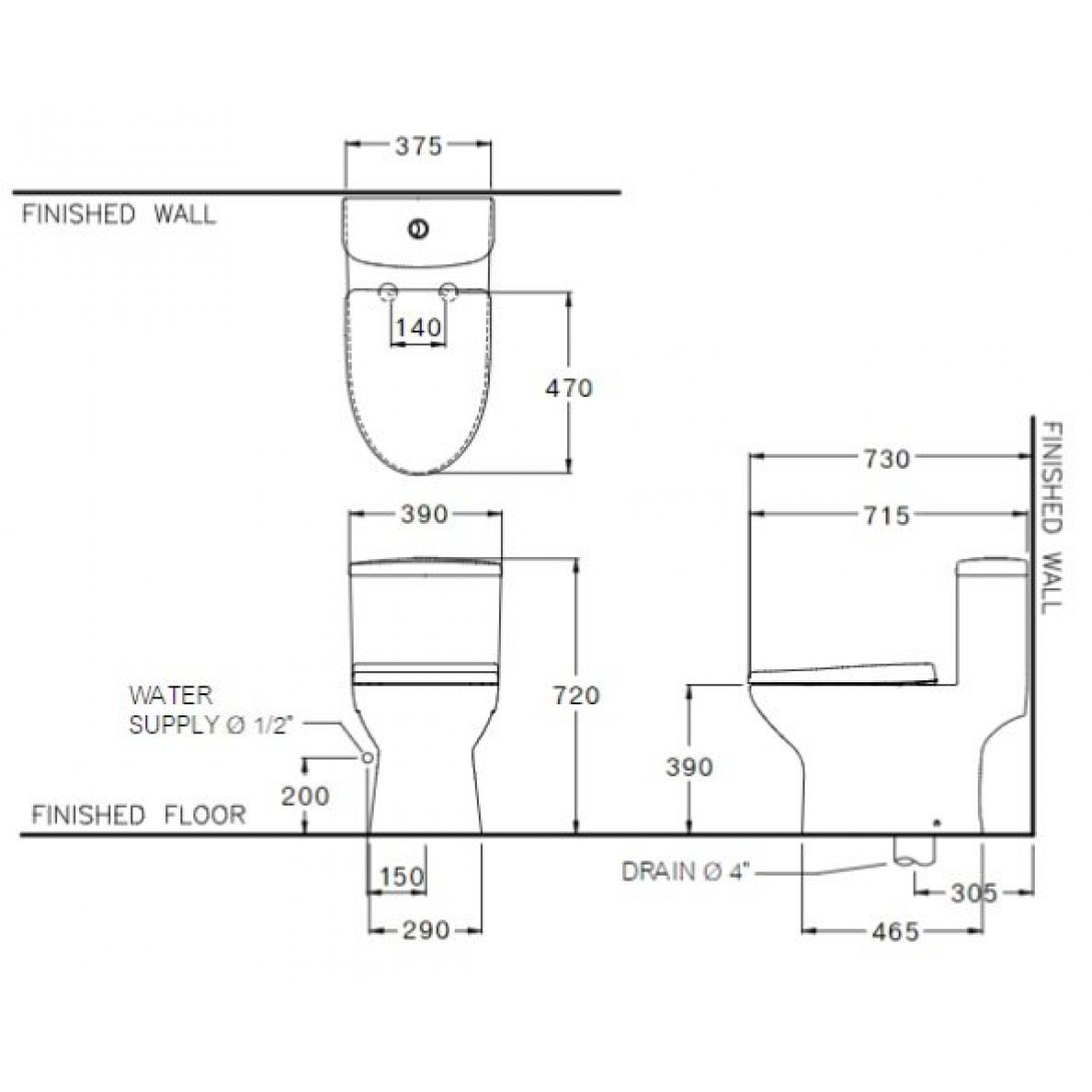 Bồn Cầu Cotto C105337 Một Khối Xả Nhấn