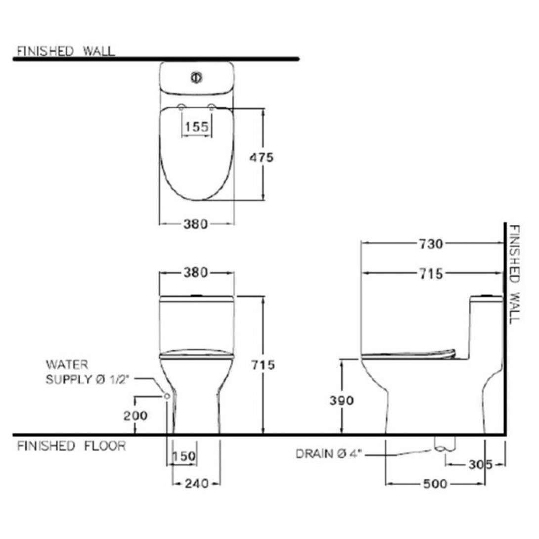 Bồn Cầu Cotto C105507 Một Khối Xả Nhấn MOOD