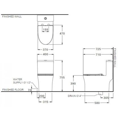 Bồn Cầu Cotto C105607 Một Khối Xả Nhấn
