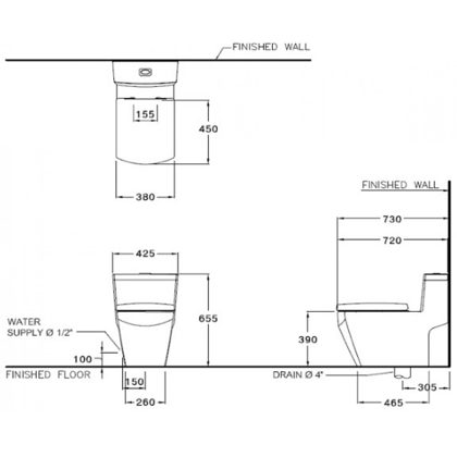 Bồn Cầu Cotto C107127 Một Khối Nắp Êm
