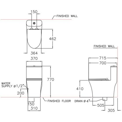 Bồn Cầu Cotto C11001HNOS WH Một Khối Xả Nhấn