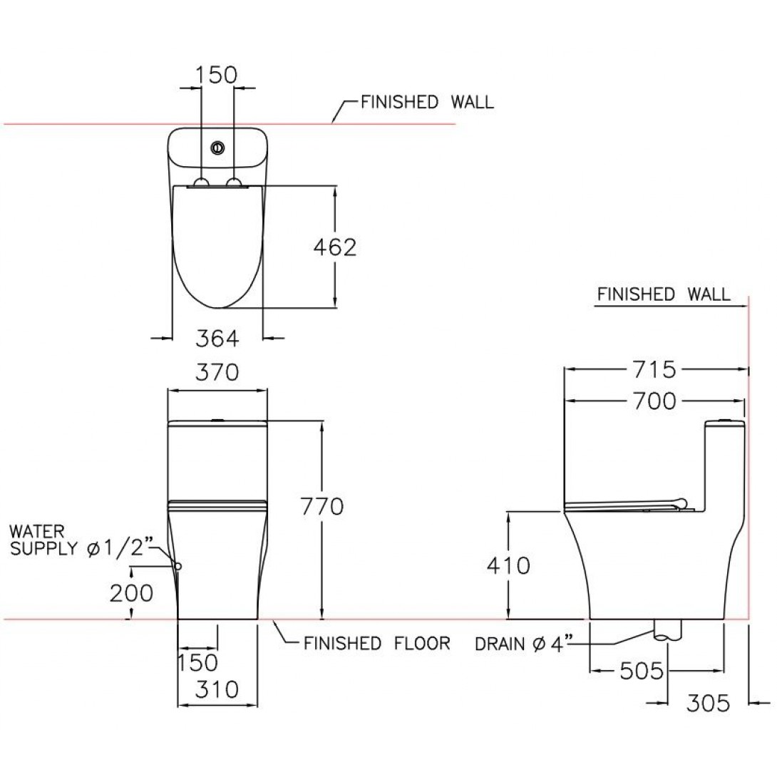 Bồn Cầu Cotto C11001HNOS WH Một Khối Xả Nhấn