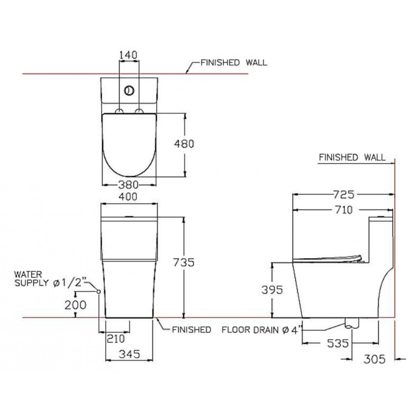 Bồn Cầu Cotto C11003HNOS Một Khối Xả Nhấn Wynn