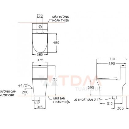 Bồn Cầu Cotto C11004HOS (PROMPT) Một Khối Xả Nhấn