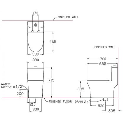 Bồn Cầu Cotto C11006HOS (C11006H) Một Khối Xả Nhấn Pair