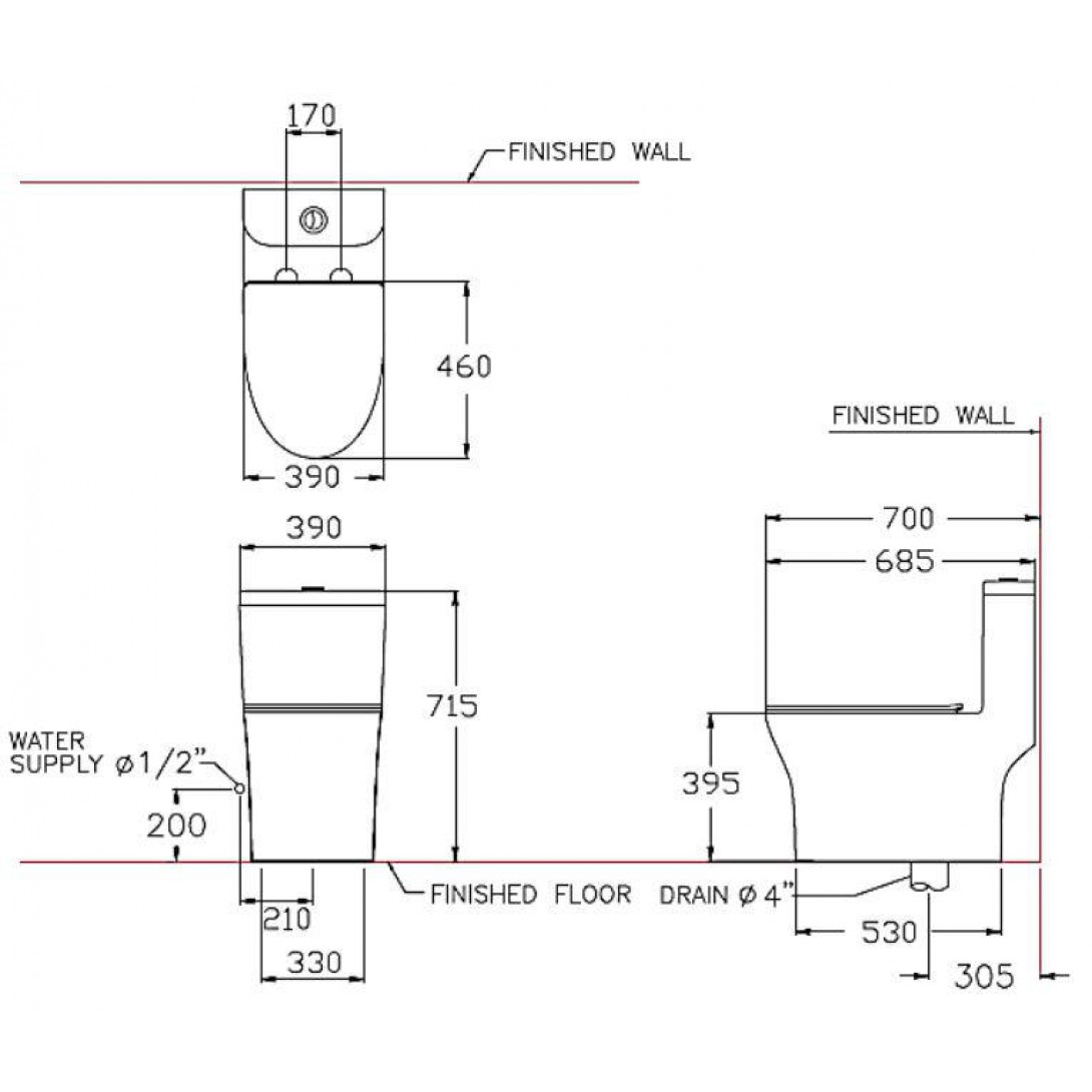 Bồn Cầu Cotto C11006HOS (C11006H) Một Khối Xả Nhấn Pair