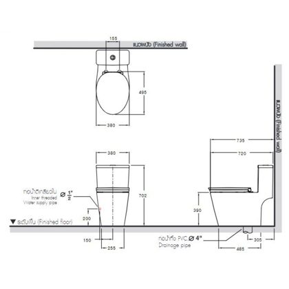 Bồn Cầu COTTO C110507 Một Khối Harmony