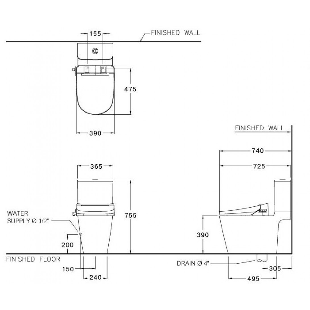 Bồn Cầu COTTO C125317 Hai Khối Xả Nhấn
