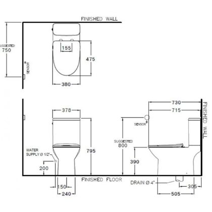 Bồn Cầu COTTO C126227 Hai Khối Cảm Ứng Không Chạm