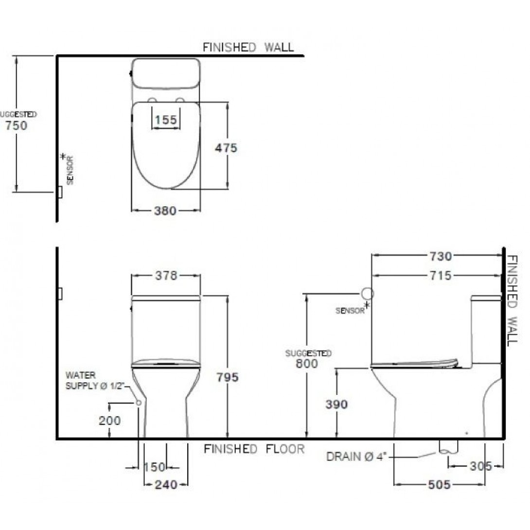 Bồn Cầu COTTO C126227 Hai Khối Cảm Ứng Không Chạm