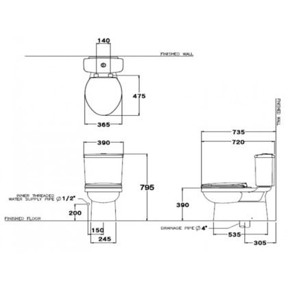 Bồn Cầu COTTO C13330 Sella Hai Khối