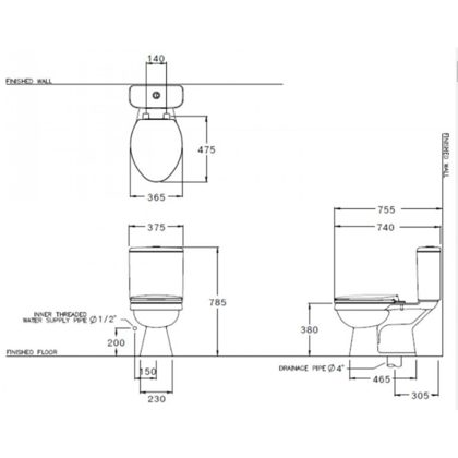 Bồn Cầu COTTO C13440 Hai Khối