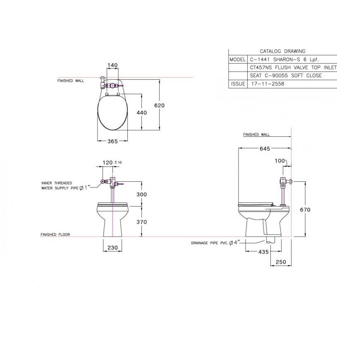 Bồn Cầu COTTO C1441 Sharon Cầu Cụt Xả Van Nắp Thường