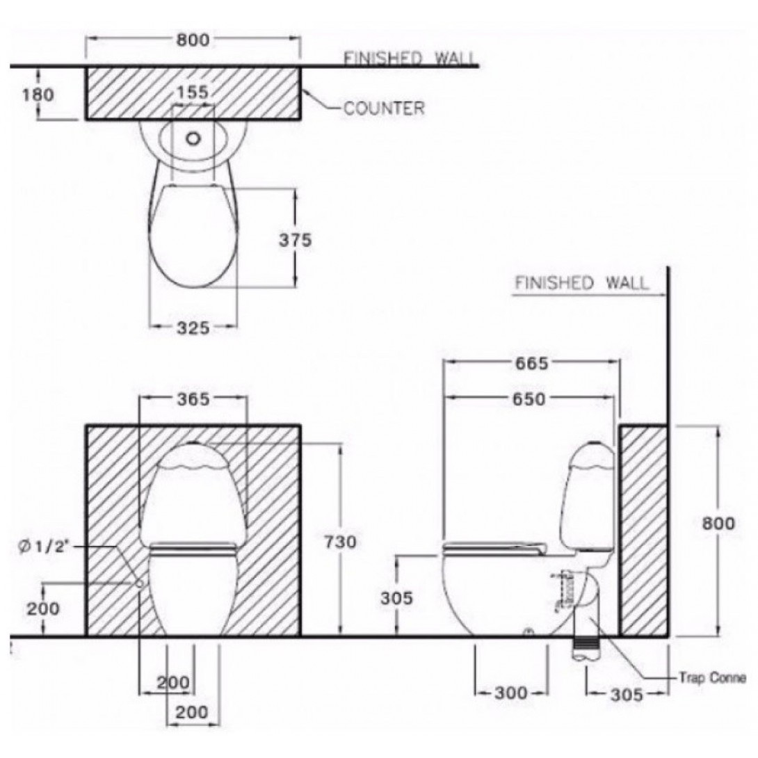 Bồn Cầu COTTO C15037 KW Googai Hai Khối Trẻ Em Nắp Thường