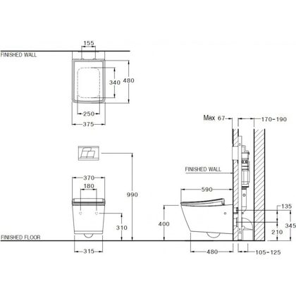 Bồn Cầu Cotto SC19337(F) Treo Tường Thoát Ngang