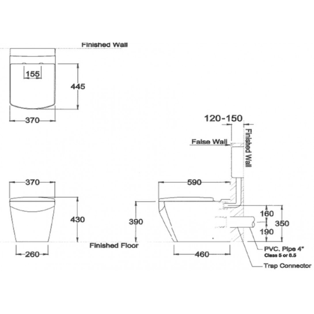 Bồn Cầu Cotto SC19847(F) Đặt Sàn TETRAGON 190mm