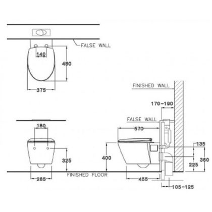 Bồn Cầu Cotto SC1986(T) Treo Tường Thoát Ngang Tâm 225mm