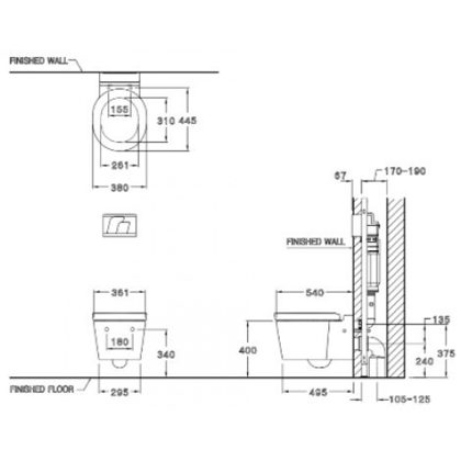 Bồn Cầu Cotto SC198817(F) Treo Tường Thoát Ngang