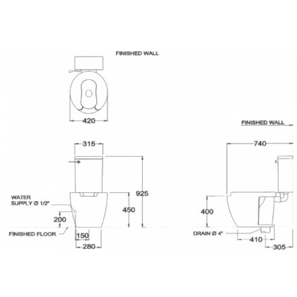 Bồn Cầu COTTO SC6652 WH 2 Khối Cho Người Già Khuyết Tật