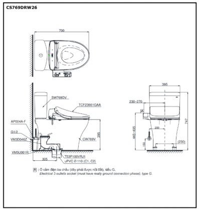 Bồn Cầu Điện Tử TOTO CS769DRW26#XW Washlet TCF23661GAA#NW1 Dòng S1 ảnh 3