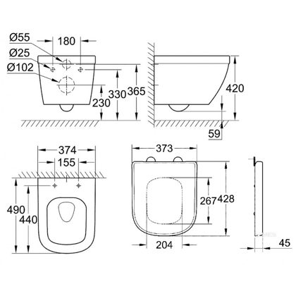 Bồn Cầu Grohe 3920600H + 39458000 Euro Ceramic Treo Tường