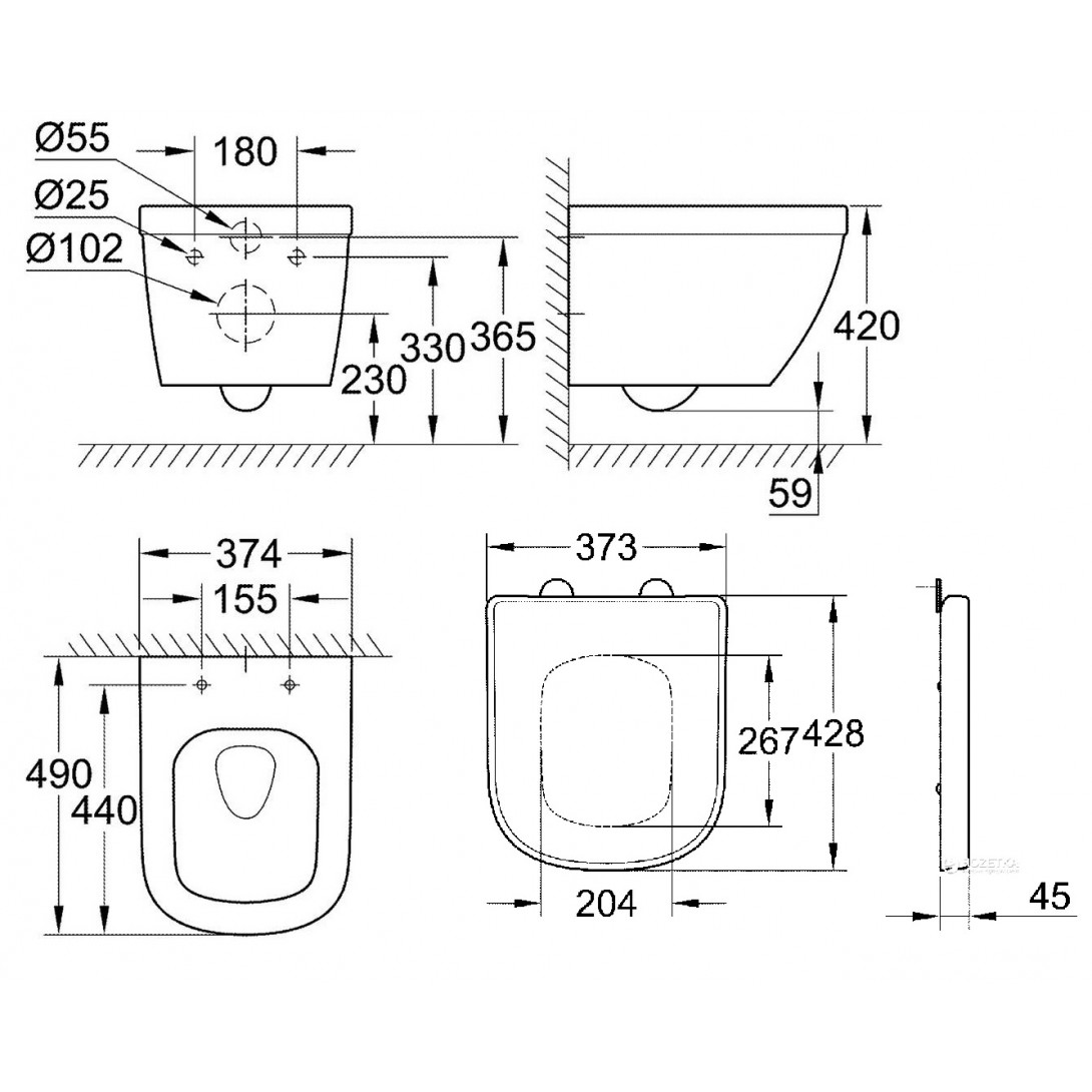 Bồn Cầu Grohe 3920600H + 39458000 Euro Ceramic Treo Tường