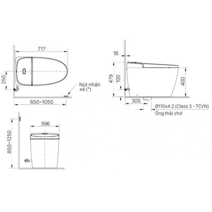 Bồn Cầu INAX AC-1012VN (AC1012VN) 1 Khối Nắp Êm