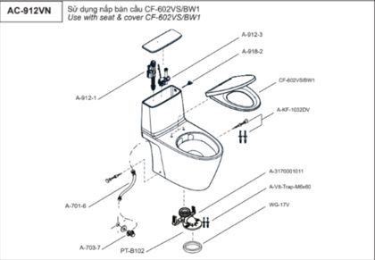 Bồn Cầu INAX AC-912VN (AC912VN) 1 Khối Dòng S200 ảnh 4
