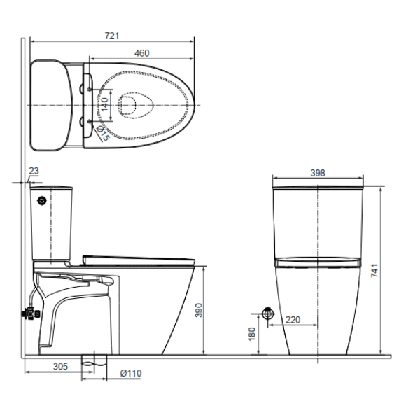 Bồn Cầu INAX ACT-602VN (ACT602VN) 2 Khối Xả Không Chạm ảnh 2