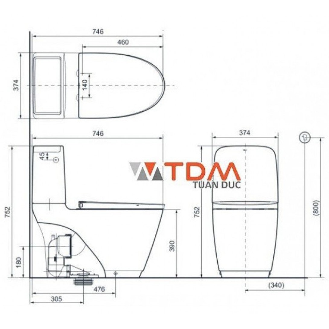 Bồn Cầu INAX ACT-832/CW-KB22AVN Nắp Điện Tử Xả Cảm Ứng