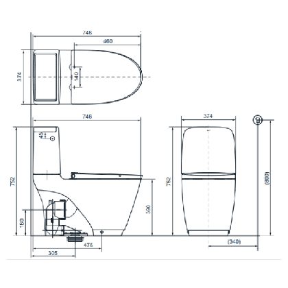 Bồn Cầu INAX ACT-832VN (ACT832VN) 2 Khối Xả Không Chạm ảnh 2
