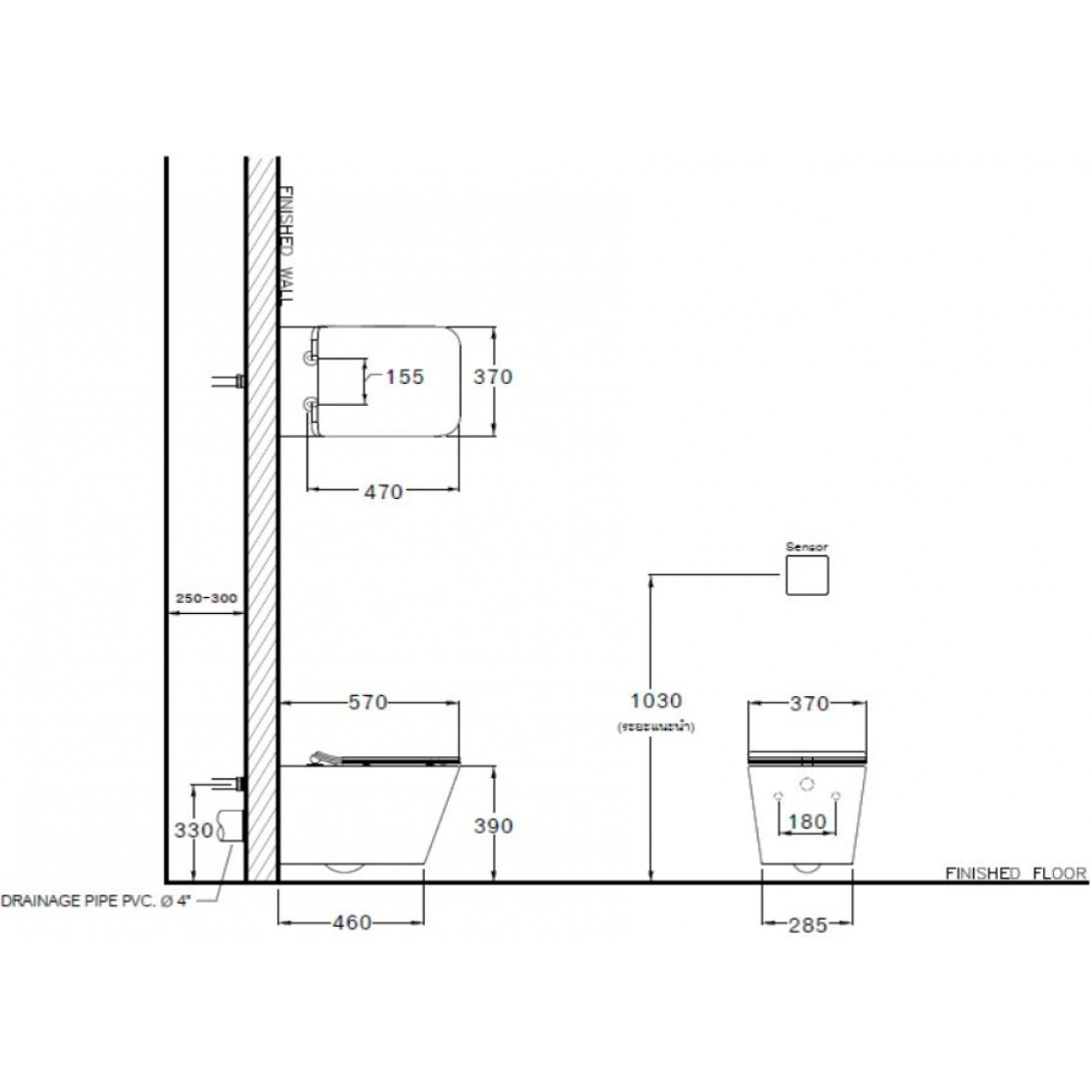 Bồn Cầu Két Âm Cotto SC197627(T) Treo Tường
