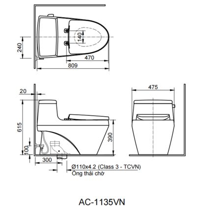 Bồn Cầu Nắp Điện Tử INAX AC-1135/CW-KB22AVN ảnh 2