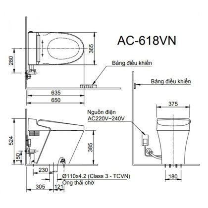 Bồn Cầu Thông Minh INAX AC-618VN (AC618VN) ảnh 2