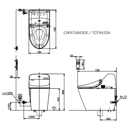 Bồn Cầu Thông Minh TOTO C971/TCF9433A GG