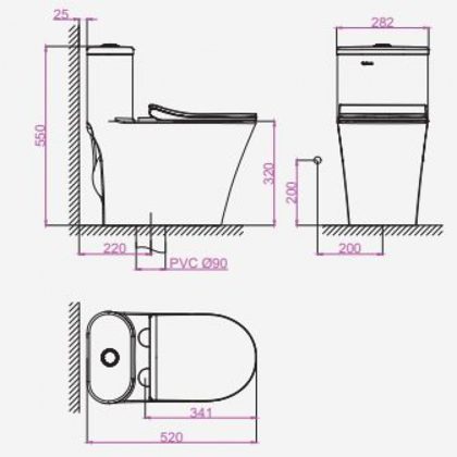 Bồn Cầu Trẻ Em Viglacera BTEV 1 Khối Xả Nhấn Xả Max Vortex Nắp Êm
