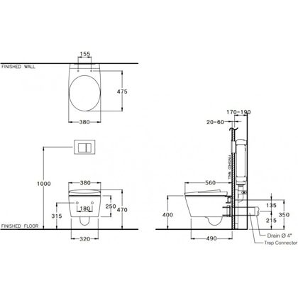 Bồn Cầu Treo Tường Cotto SC19517(F) Simply Modish